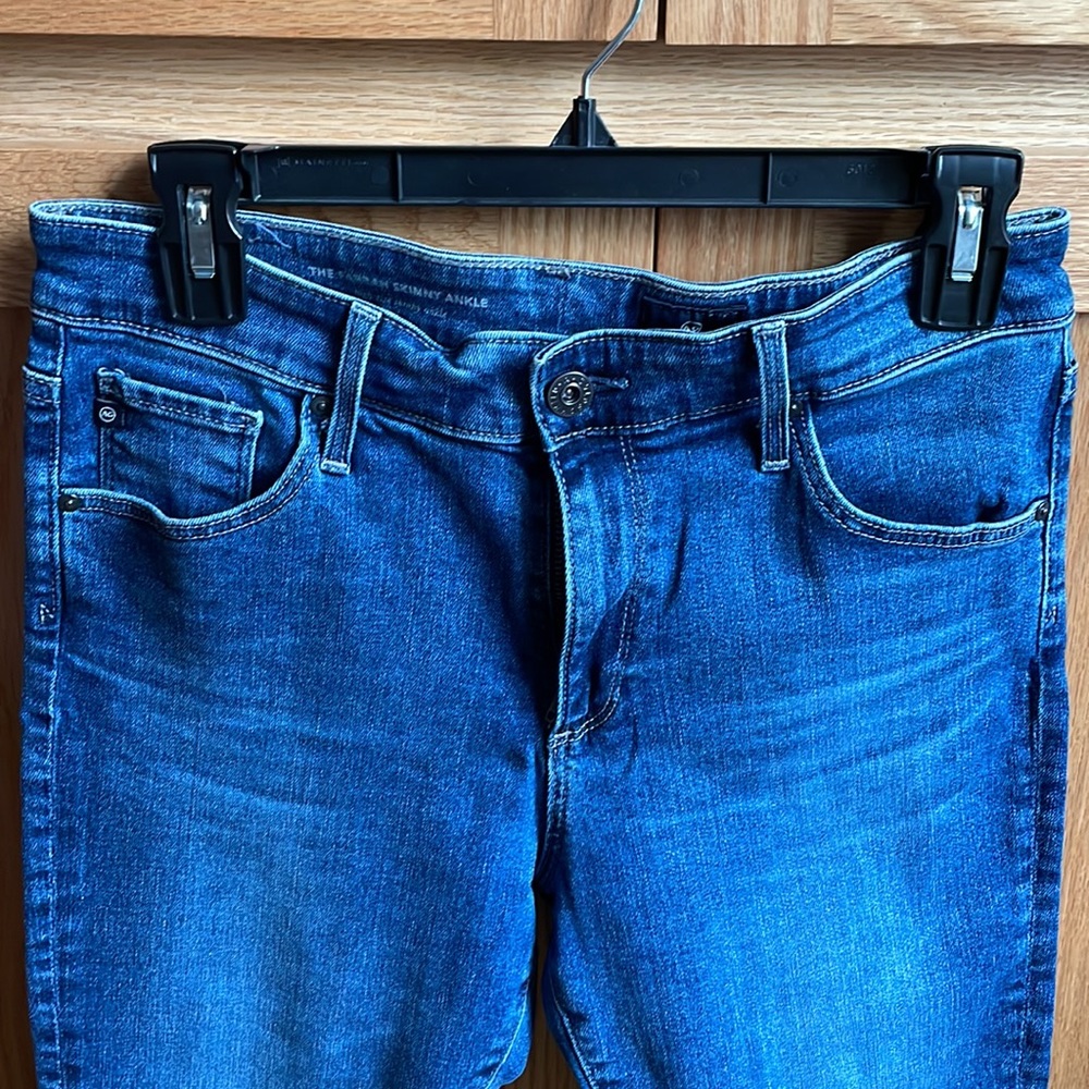 Farrah High rise skinny blue jeans with ankle slots in med blue wash - Picture 2 of 6